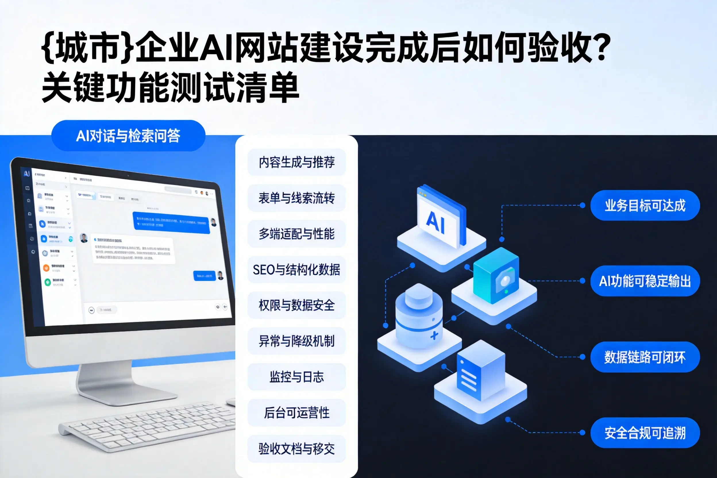 九江企业AI网站建设完成后如何验收？关键功能测试清单
