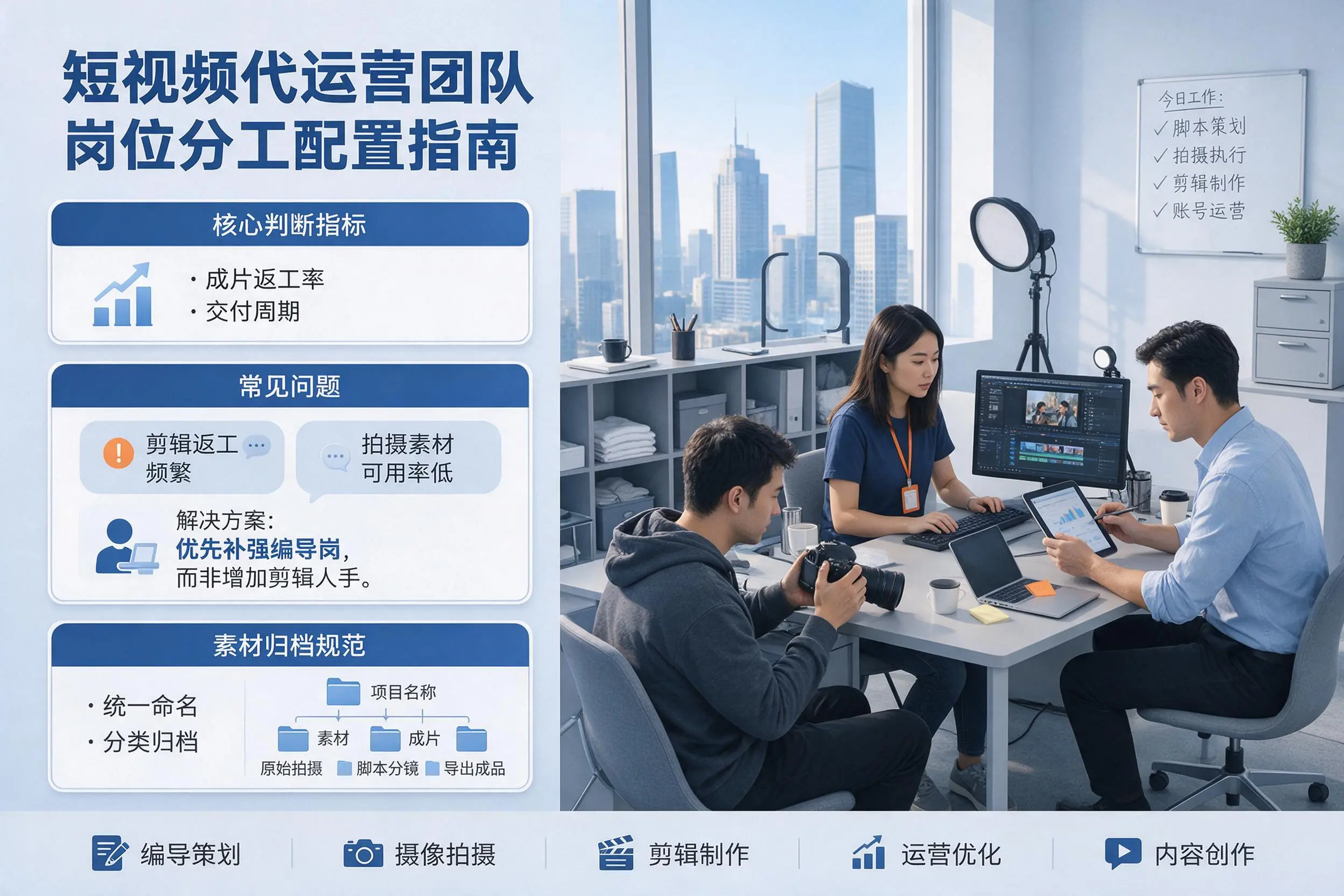 短视频代运营团队如何配置?九江企业岗位分工科普说明