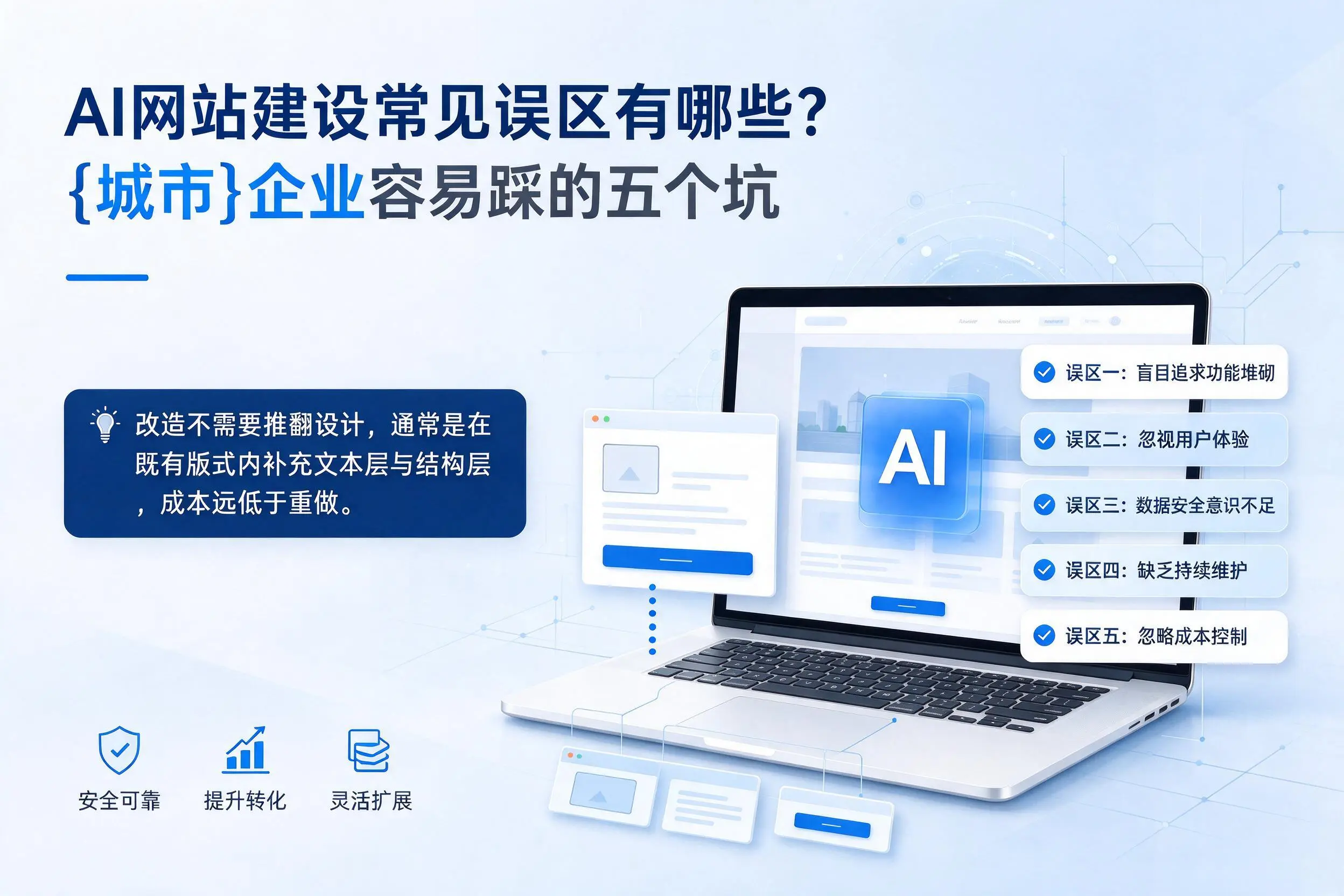 AI网站建设常见误区有哪些?九江企业容易踩的五个坑