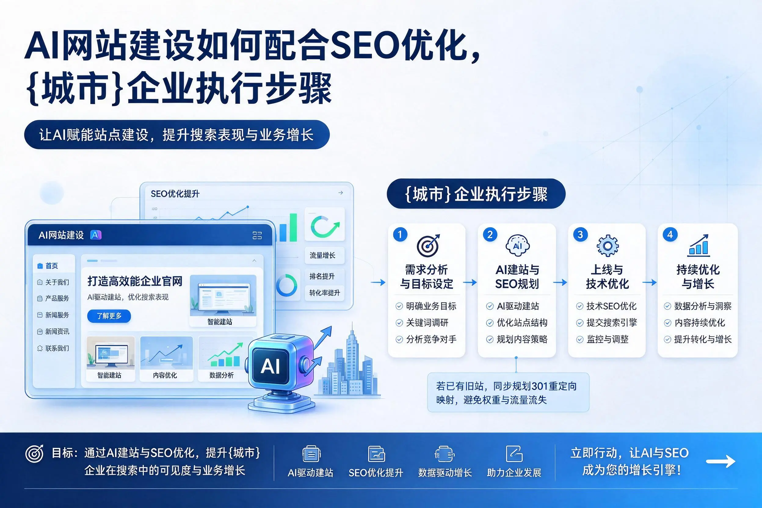 AI网站建设如何配合SEO优化,九江企业执行步骤