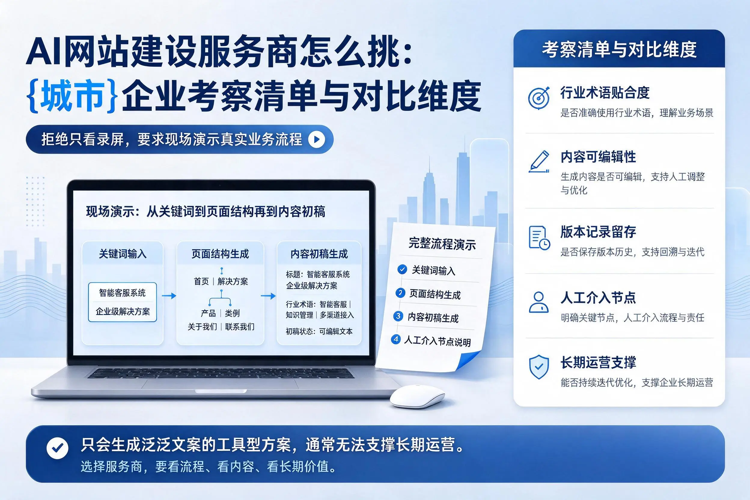AI网站建设服务商怎么挑:九江企业考察清单与对比维度