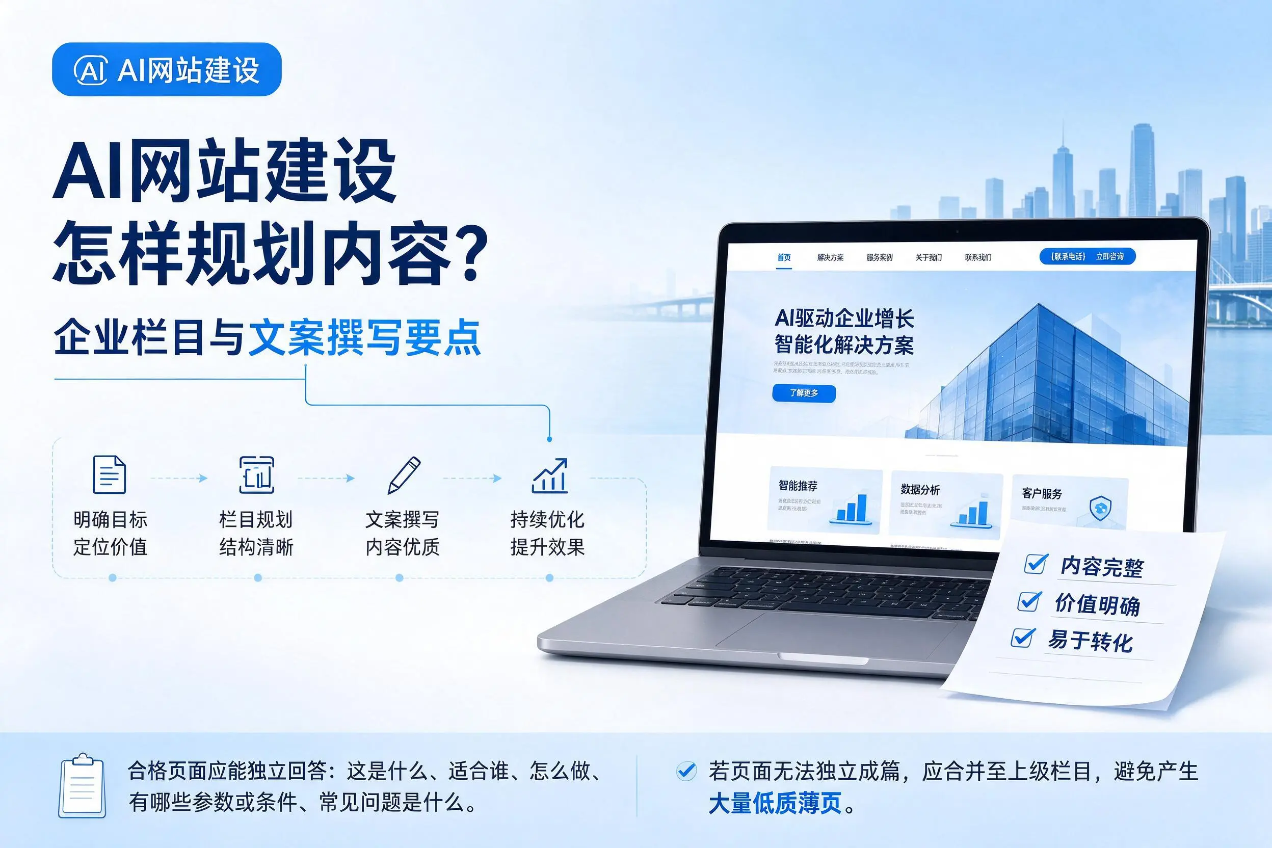 AI网站建设怎样规划内容?九江企业栏目与文案撰写要点